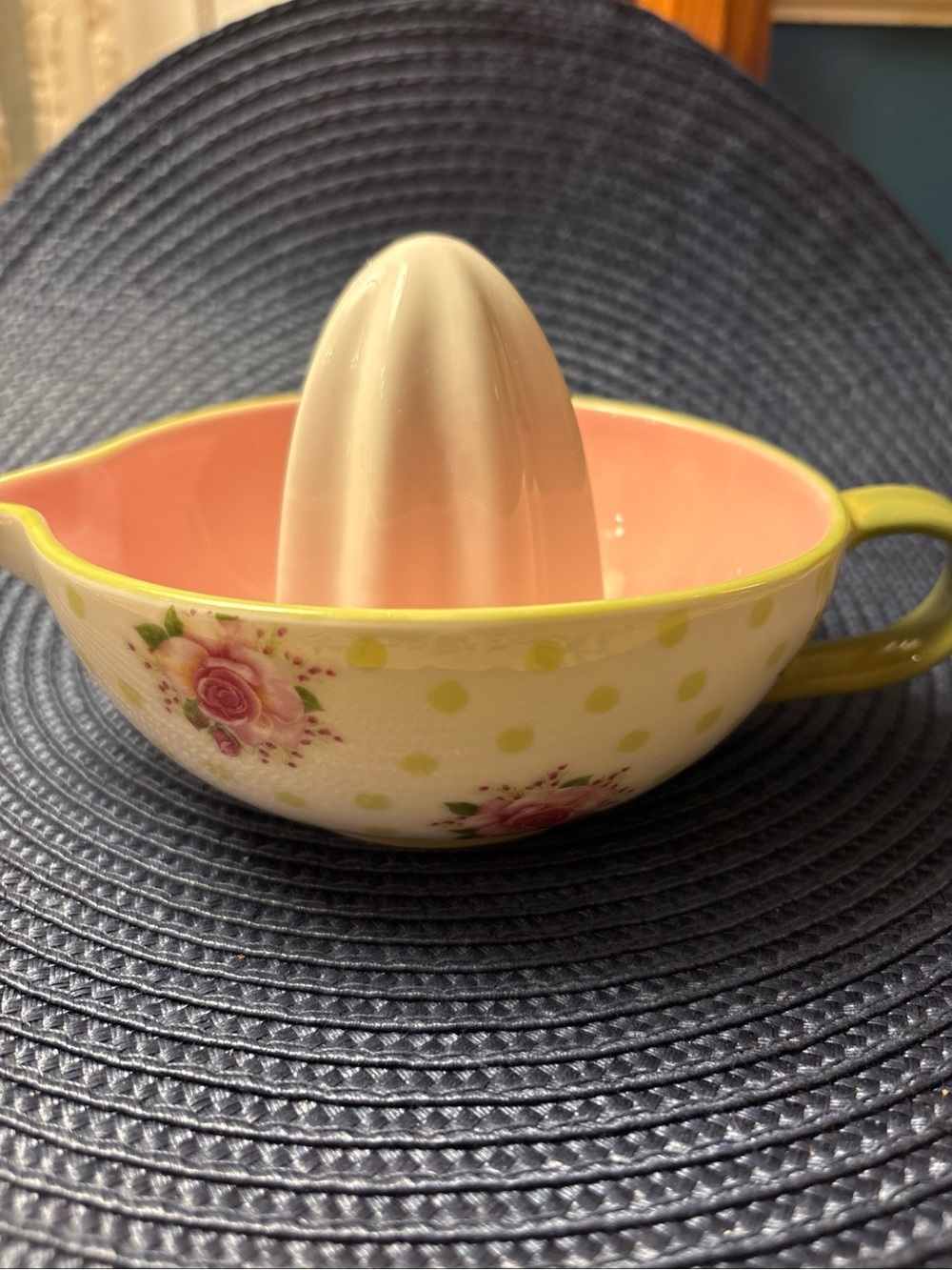 MacKenzie-Childs Wildflower Floral Polka Dot Ceramic Citrus Juice Reamer